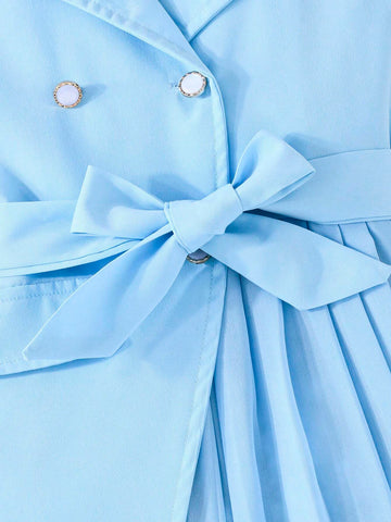 Girls" Dress 2024 Summer New Style Short Sleeve Shirt Pleated Skirt French Princess Dress Children Wear