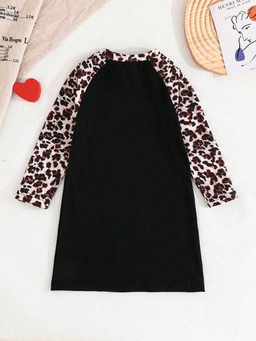 Girls Dress 4-7Years Long Sleeve Heart Embroidered Print Patchwork Elegant Casual Long Dress