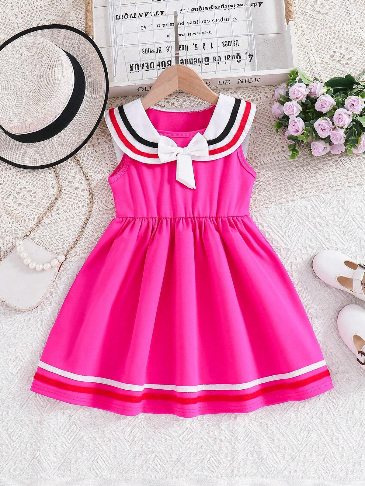Girls" Dress Summer Baby Toddler Princess Style School Uniform Dress Children Clothing Summer Sleeveless Dress