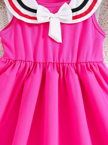 Girls" Dress Summer Baby Toddler Princess Style School Uniform Dress Children Clothing Summer Sleeveless Dress
