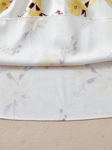 Girls Dress + Hat Set, Young Girl Floral Print Spaghetti Strap Casual Dress, Summer Dress Suitable For Gifts, Outdoor Play