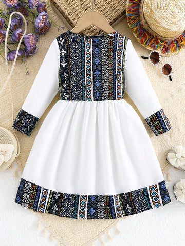Girls Elegant Lady National Holiday Style Long Sleeve Dress