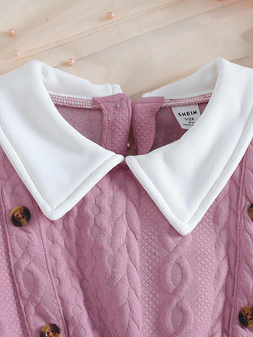 Girls Elegant Ruffled Collar Waist Flared Dress, Princess Style