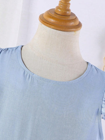 Girls Elegant Sky Blue Cake Skirt