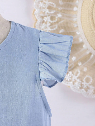 Girls Elegant Sky Blue Cake Skirt