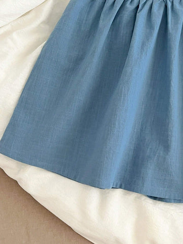 Girls Embroidered Collar French Collar Embroidered Princess Dress