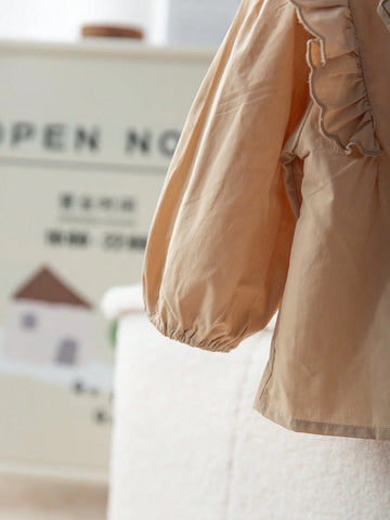 Girls Embroidered Cotton Blouse, Casual Butterfly Collar Cap Sleeve Shirt For Back To School