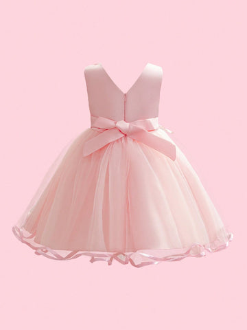 Girls Embroidered Flower Decorated Dress,Toddler And Young Girl Party/Wedding Dress