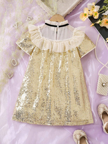 Girls' Fashion Casual Chic Elegant Lady Red Dress With Furry Fabric Patchwork, Suitable For Birthday Gift, New Year Gift