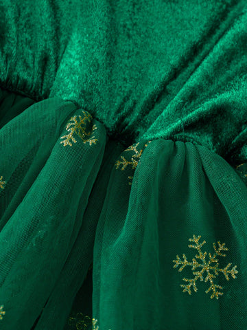 Girls Fashion Casual Cute Jacquard Bubble Air Layer Christmas Santa Gingerbread Man Christmas Tree Flower House Pattern Vivid Layered Dress