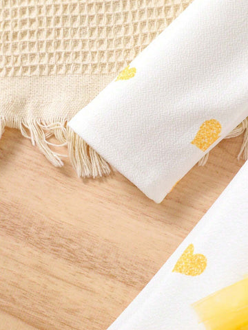 Girls Fashion Colorblock Ruffle Hem Print Dress, Elegant Princess Style Casual Party Dress Suitable For Birthday, New Year, Party, Vacation, Daily Wear In Summer, Fall, Spring