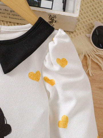 Girls Fashion Colorblock Ruffle Hem Print Dress, Elegant Princess Style Casual Party Dress Suitable For Birthday, New Year, Party, Vacation, Daily Wear In Summer, Fall, Spring