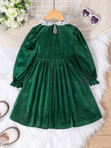 Girls Fashion Elegant Red Dress With Furry Fabric Detailing, Suitable For Birthday Gift, New Year Gift, Parties, Gatherings, Outings, Vacations, Daily Wear