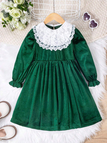 Girls Fashion Elegant Red Dress With Furry Fabric Detailing, Suitable For Birthday Gift, New Year Gift, Parties, Gatherings, Outings, Vacations, Daily Wear