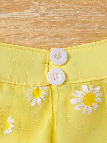 Girls' Fashion Mesh Patchwork Round Neck Bowknot Sleeveless Dress