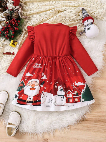 Girls' Fashionable Casual & Elegant Ruffle Splice Fur Dress