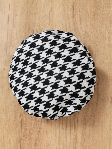 Girls Faux 2-Piece Houndstooth Patchwork + Houndstooth Beret