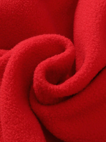 Girls Fleece Lined Long Sleeve Dress Patchwork Ruffle Collar Half-Open Cardigan Single-Face Wool Girl Dress