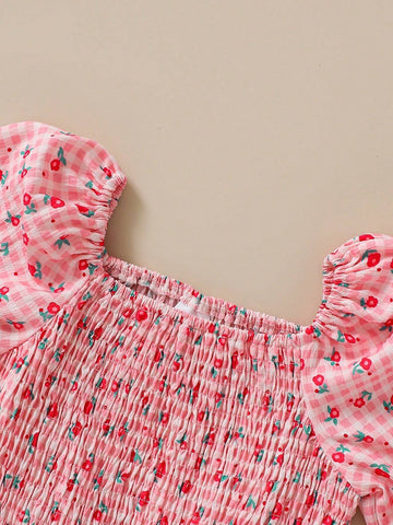 Girls Floral Print Long Sleeve Dress, Spring Autumn