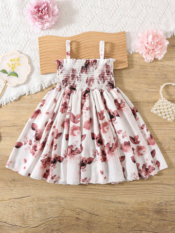 Girls Floral Print Princess Dress, Summer