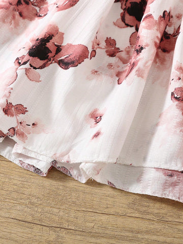 Girls Floral Print Princess Dress, Summer