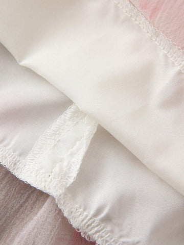 Girls' Floral Print Short Sleeve Summer Dress With Round Neck