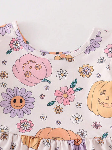 Girls Floral Print Smock Dress