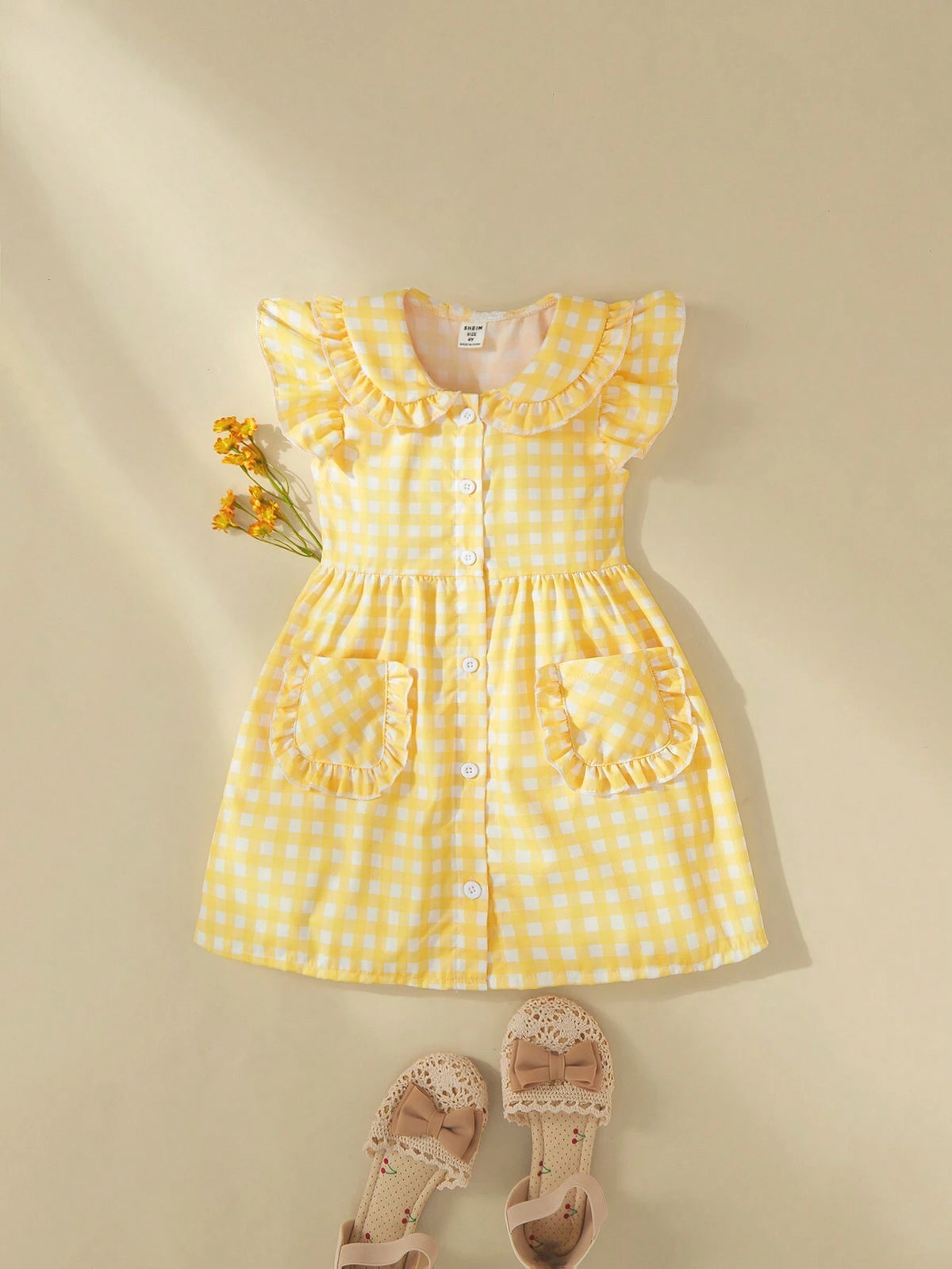 Girls Fresh Yellow Plaid Dress