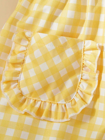Girls Fresh Yellow Plaid Dress