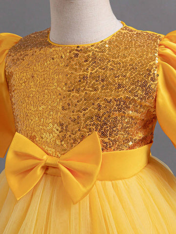 Girls Glitter Puffy Cake Dress Princess Party Wedding Flower Girl Dress Birthday Christmas Pageant Performance