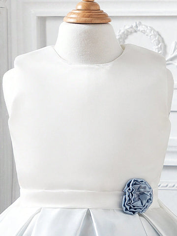 Girls Gradient Floral Printed Formal Maxi Dress