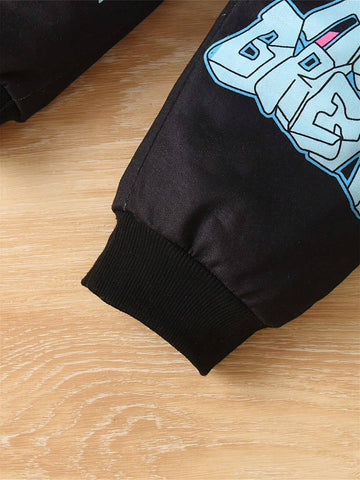 Girls Graffiti Digital Print Sweatshirt And Sweatpants Casual Outfit