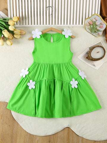 Girls Green Princess Dress, 2020-2025 New Summer Clothing Collection For Girls