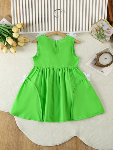 Girls Green Princess Dress, 2020-2025 New Summer Clothing Collection For Girls