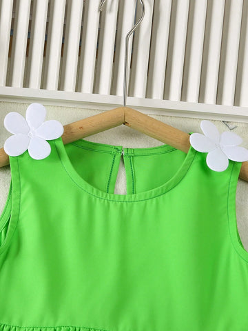 Girls Green Princess Dress, 2020-2025 New Summer Clothing Collection For Girls