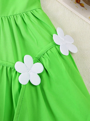 Girls Green Princess Dress, 2020-2025 New Summer Clothing Collection For Girls