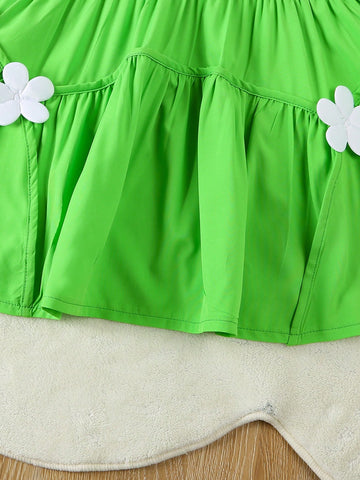 Girls Green Princess Dress, 2020-2025 New Summer Clothing Collection For Girls
