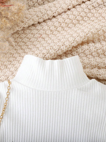 Girls Half Turtleneck Top & Houndstooth Jumper Dress, Autumn Winter