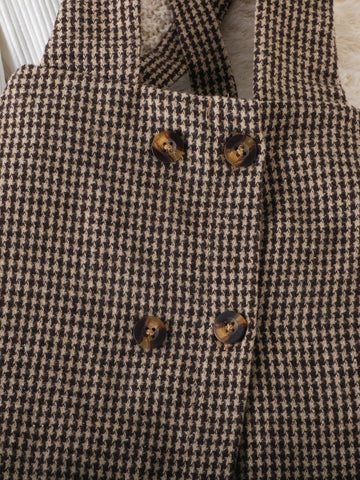 Girls Half Turtleneck Top & Houndstooth Jumper Dress, Autumn Winter