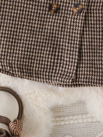 Girls Half Turtleneck Top & Houndstooth Jumper Dress, Autumn Winter