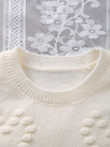 Girls Heart Embroidery Knitted Sweater