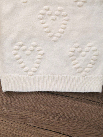 Girls Heart Embroidery Knitted Sweater