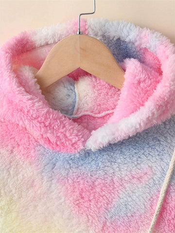 Girls Hooded Ombre Sherpa Dress With Crossbody Bag