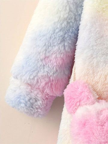 Girls Hooded Ombre Sherpa Dress With Crossbody Bag