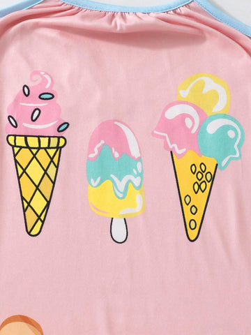 Girl's Ice-Cream Tie-Dye Printed 2-In-1 Pack Cami Dress