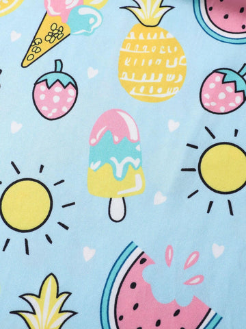 Girl's Ice-Cream Tie-Dye Printed 2-In-1 Pack Cami Dress