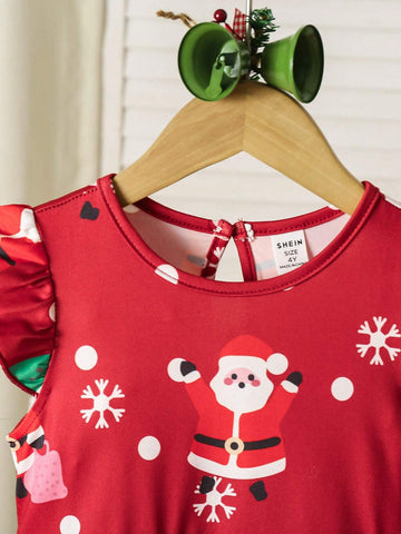 Girls Kid Satan Dress, Christmas Atmosphere Skirt, New Year Princess Dress