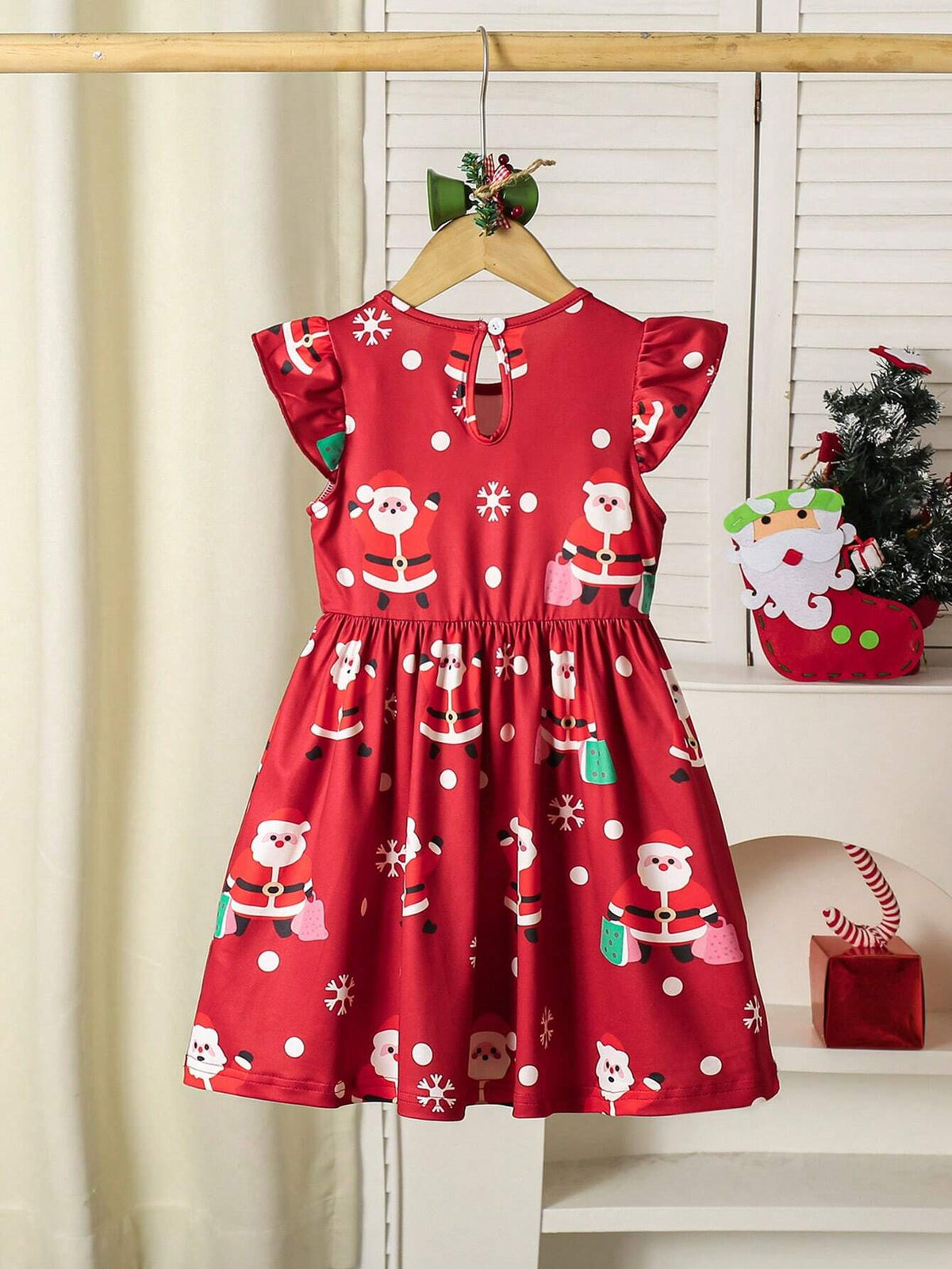 Girls Kid Satan Dress, Christmas Atmosphere Skirt, New Year Princess Dress