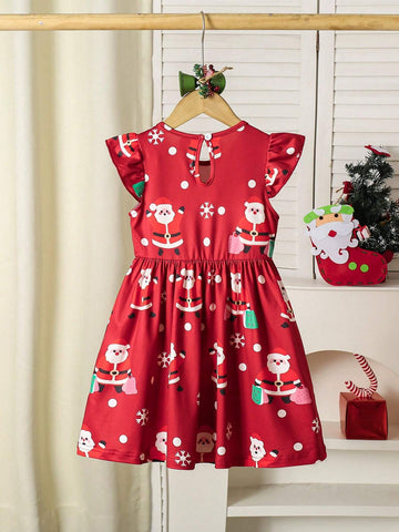 Girls Kid Satan Dress, Christmas Atmosphere Skirt, New Year Princess Dress