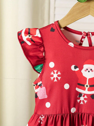 Girls Kid Satan Dress, Christmas Atmosphere Skirt, New Year Princess Dress